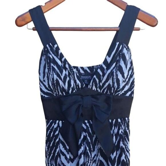 Vtg 90's Enfocus Studio Empire Bow Zebra Print Slip Dress Black Sz 6‎ - Picture 2 of 8
